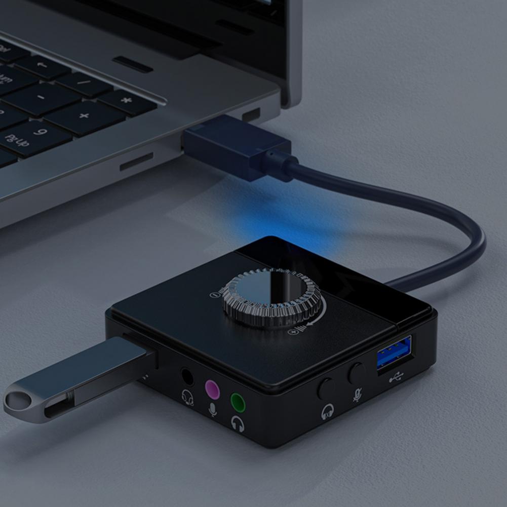 USB External Sound Card 3.5mm Jack Driver-Free Volume Adjustable Tablet Computer Microphone Phone External Stereo Audio Adapter