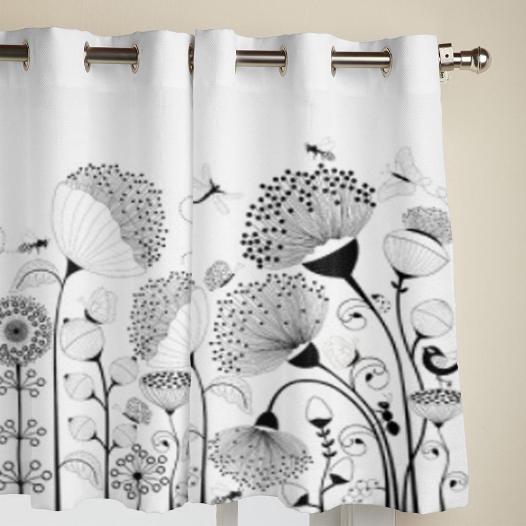 Современные оконные шторы с черно-белыми цветами, роскошные модные шторы для гостиной, спальни, кухни, шторы