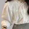 French Long Sleeve Shirt Women Loose 2024 Spring Tie Tops Vintage Blouse