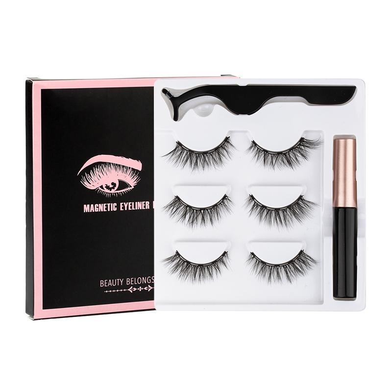 2/3/4 Pairs Magnetic Eyelashes Set Waterproof Liquid Eyeliner Tweezer Wispy False Eyelashes Dramatic 3D Mink Lashes Makeup Tools