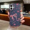 For iPhone 16 15 Pro Max 14 Pro 13 12 11 Case Bowknot Floral Print Slim TPU Leather Texture Soft Matte Shockproof Phone Cover