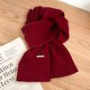 Autumn and winter lengthened Korean Muse commuting gentle and versatile without tassel new solid color thickened warm knitted scarf