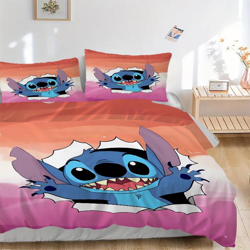 3pcs Stitch Bedding Set, 1 Soft Quilt Cover + 2 Pillowcases, Machine Washable, Suitable for All Seasons, Perfect Gift for Family and Friends