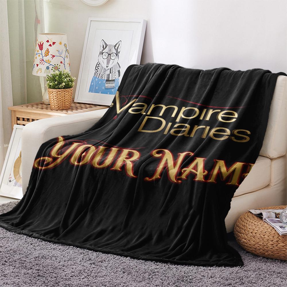 1PC Custom Name Vampire Diaries Patterned Flannel Blanket Suitable For All Seasons for Home Decor Warmth and Comfort Gifts Holiday Present