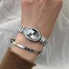 Women's Watch Original Luxury Brands Premium Silver Grey Diamond Set Elliptical Snake Bone Strap Ladies Watch Gift