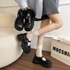 Черные британский стиль увеличенная платформа маленькие кожаные туфли женская юбка мягкая подошва Мэри Джейн туфли