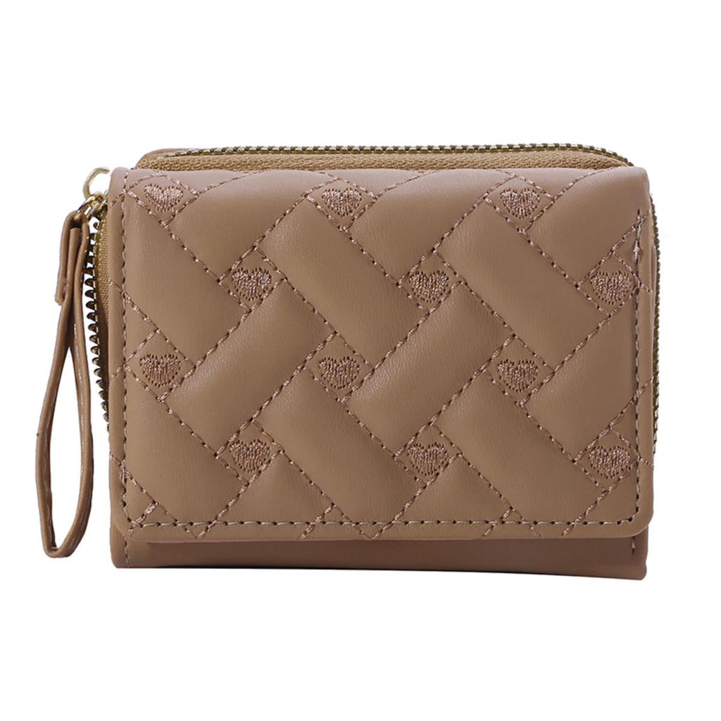 Women's Short Embroidered Love Zero Wallet Zipper Buckle Large Capacity Card Bag Versatile Fashion Simple