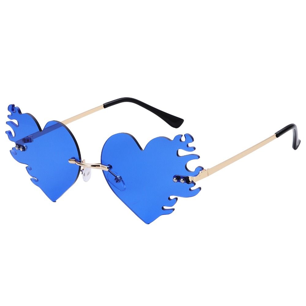 UV400 Protection Flame Love Sun Glasses Rimless Party Favor Eyewear for Women & Men