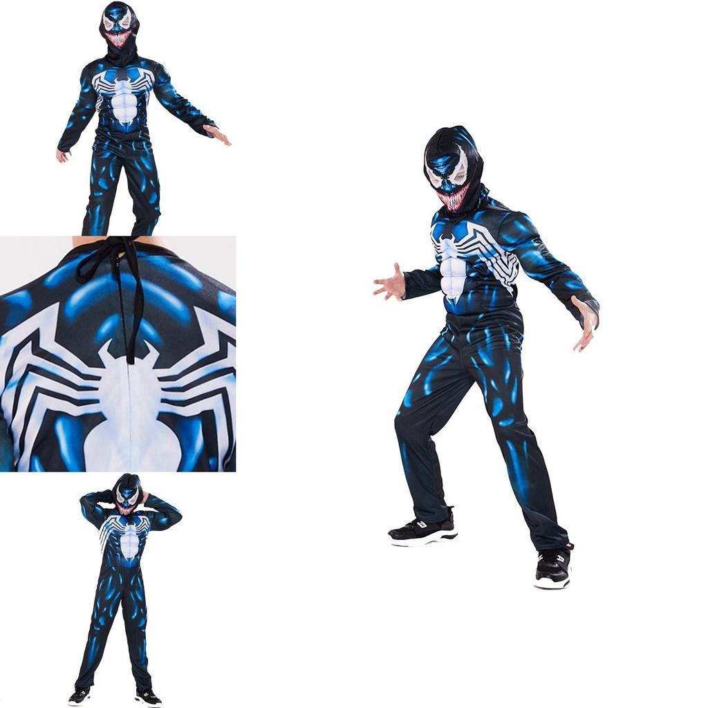 Легкий Дышащий Детский Костюм Венома Человека-паука для Косплея с Идеальными Швами