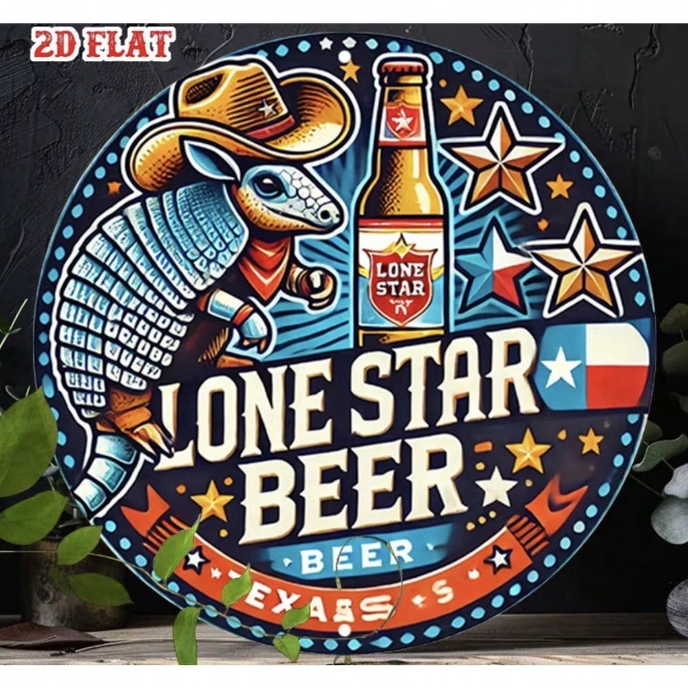Винтажная металлическая настенная вывеска Lone Star Beer, круглая, ретро, декор для гаража, водостойкая жестяная вывеска для бара, мужской комнаты, паба, дома