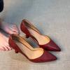 Fashion Fashion High Heels Spring New Pointed Head Shallow Mouth Set Foot Soft Sole Anti-slip Wear-resistant Single Shoes
