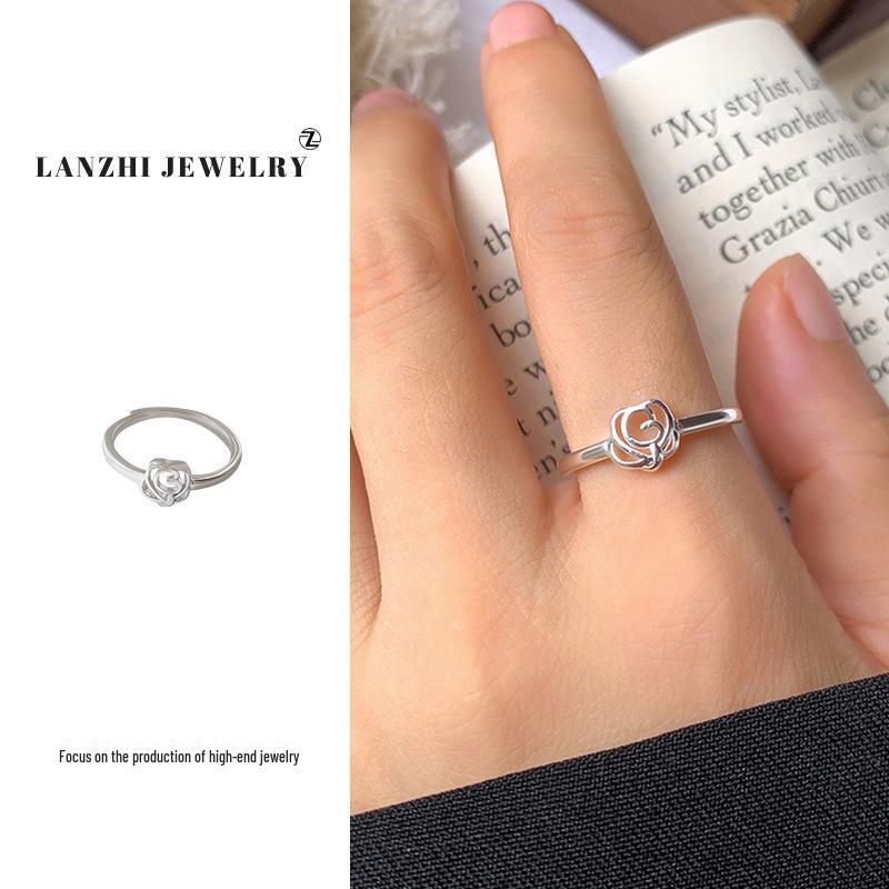 Кольцо из снежного серебра Ланьчжи: Милый, Простой, Универсальный Стерлинговое серебро 925 пробы, Устойчивый к потускнению, В японском и корейском стиле, Регулируемый для женщин.