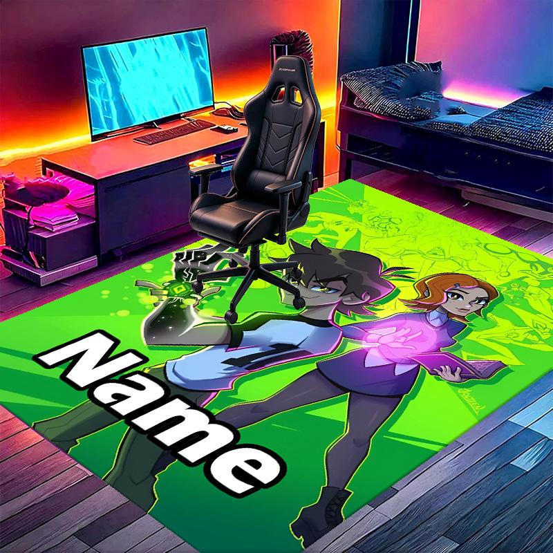 Custom Name Personalized Ben 10 Cartoon Print Carpet, Versatile Home Decor Rug, for Playroom, Apartment, Balcony, Entryway, Hallway Gift