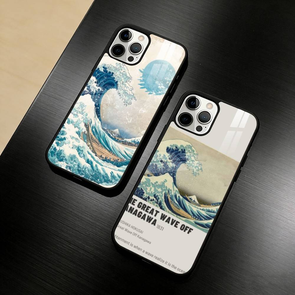 Большая волна у Канагавы Чехол для телефона для iPhone 17 16 15 14 13 12 Pro Max Plus для Зеркального Беспроводного Магнитного Чехла