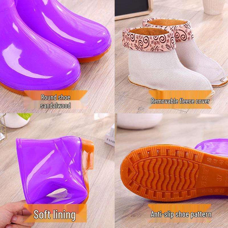 Женские водонепроницаемые короткие резиновые ботинки на оксфордской подошве - Нескользящая модная верхняя одежда