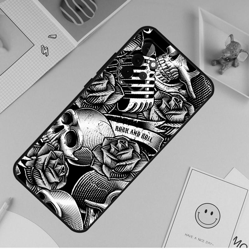 Rock and Roll Skull Case For Samsung Galaxy A54 A34 A14 A13 A33 A53 A12 A32 A52 A71 A51 A15 A25 A35 A55 Cover