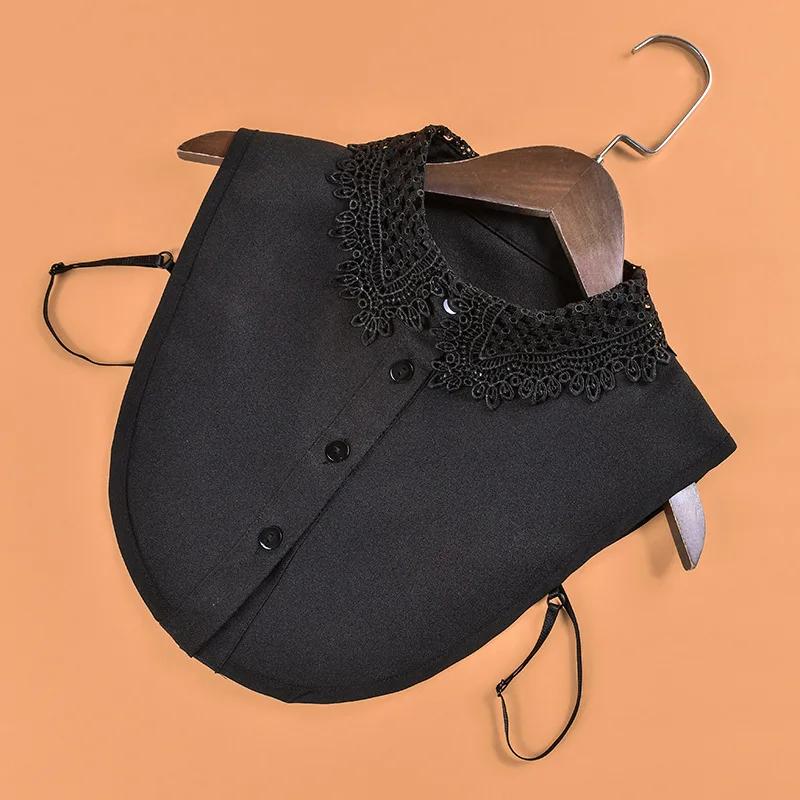 Women Hollow Out Floral Lace Fake Collar Chiffon Detachable Lapel Half Shirt Blouse Tops White Black False Collars Nep Kraagie