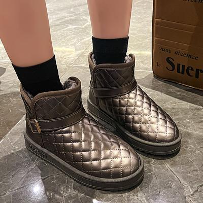 Модная женская обувь на распродаже слипоны женские ботинки зимние с круглым носком плюшевый флис для тепла короткие плоские зимние ботинки сапоги женские