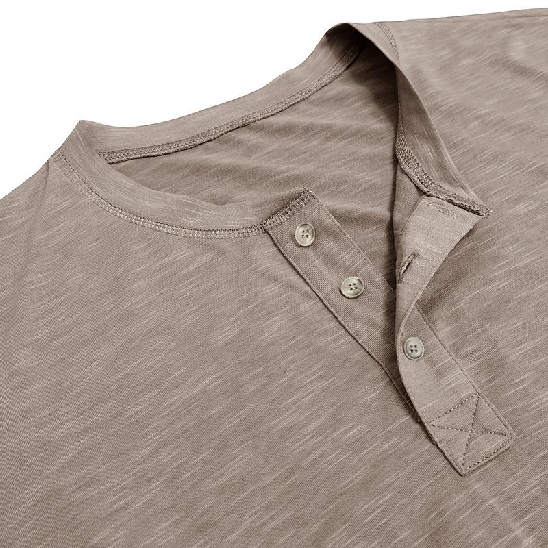 Мужская летняя футболка в американском стиле с коротким рукавом, рубашка Henry с круглым вырезом и застежкой-молнией