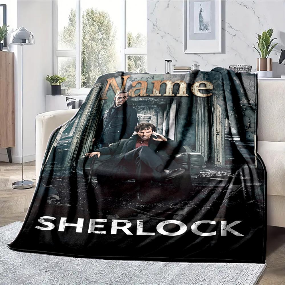 Custom Name Sherlock Theme Printed Blanket - Perfect for Couch, Bed, Travel & Outdoor Use | Machine Washable, Cozy & Durable.