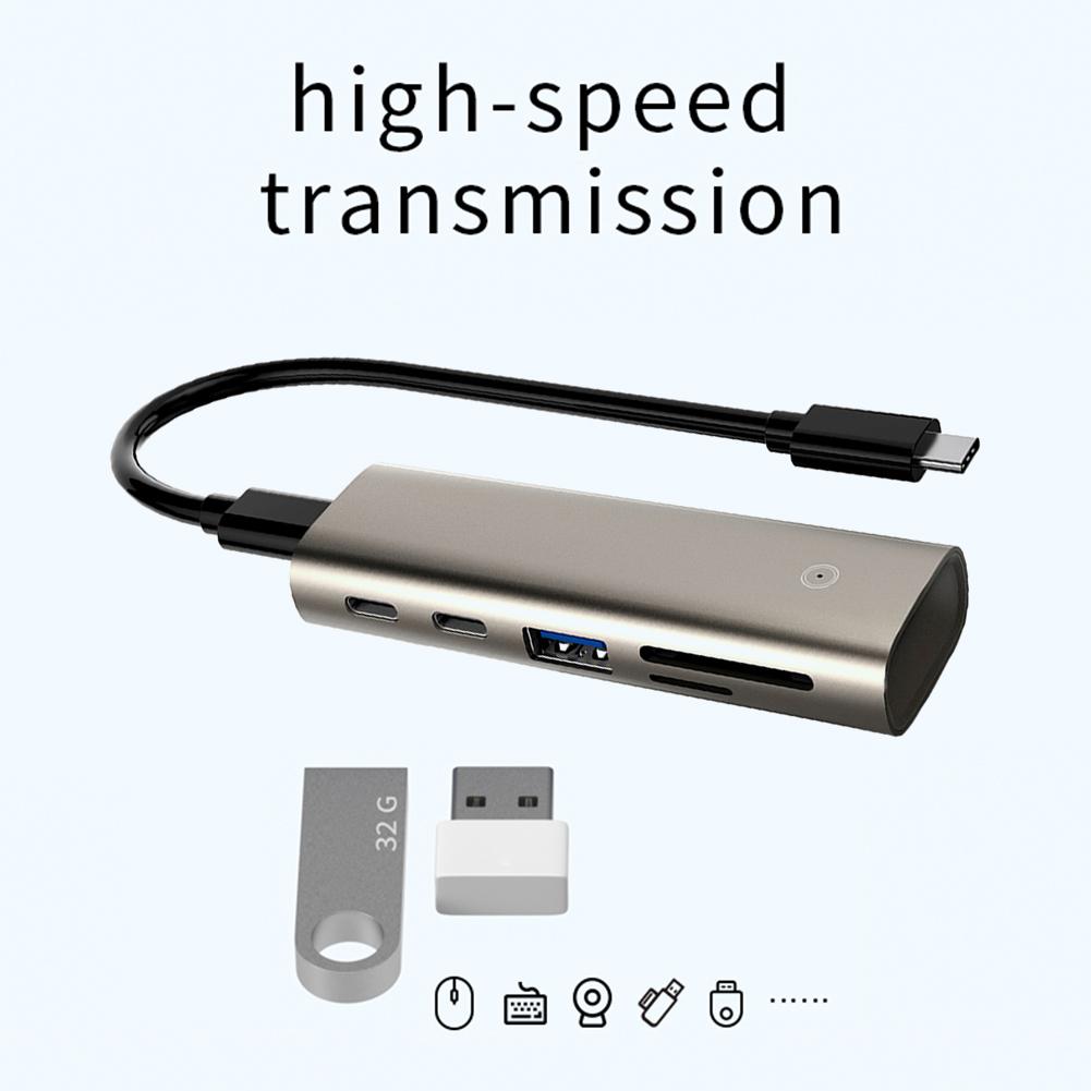 Ноутбук Настольный ПК Концентратор USB 3.1 Gen2 Hub 6 в 1 Мульти-разветвитель Адаптер USB Type C Док-станция для TF-карты 10GbpsAA