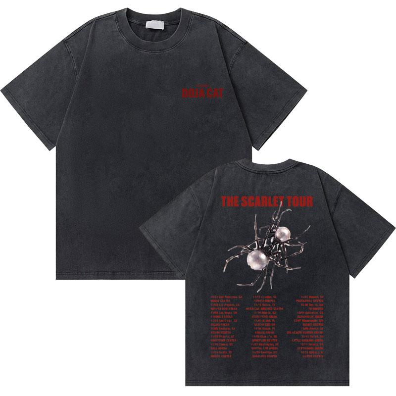 Washed Old Vintage Rapper Doja Cat Planet Her Graphic Tshirt Men Women Hip Hop Oversized Tees Short Sleeve Male Fashion Tshirt