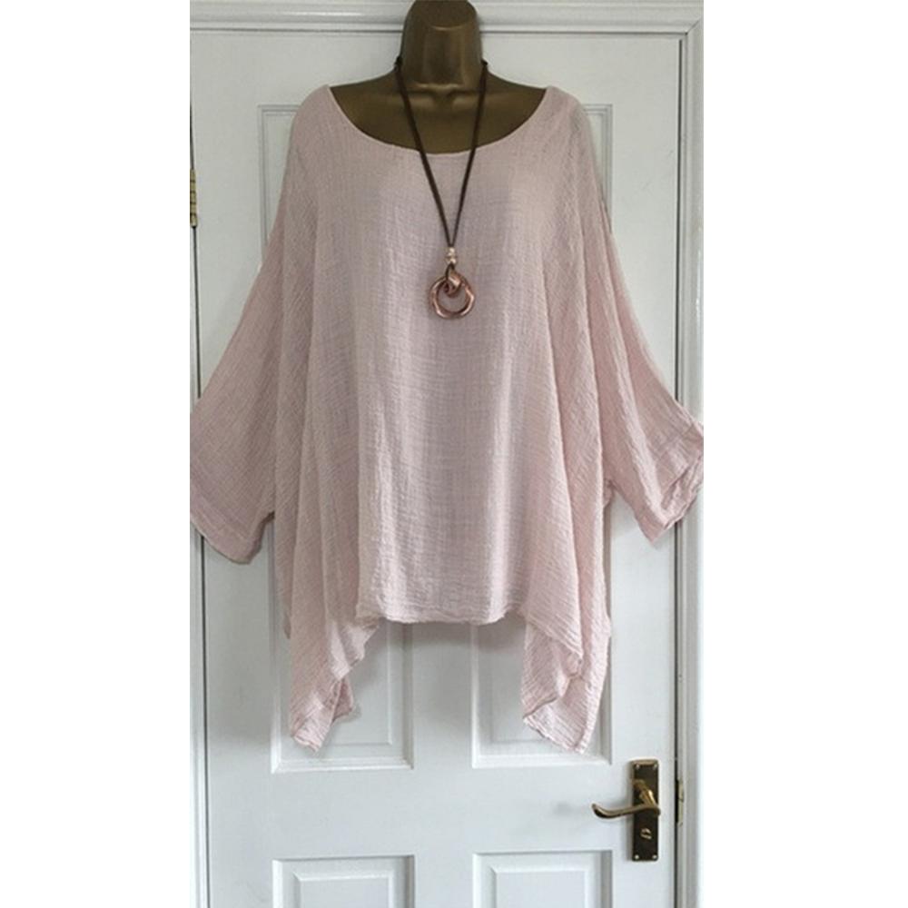 Женская футболка со средним рукавом, однотонная, повседневная, свободная, с рукавами «летучая мышь», рубашка с круглым вырезом, женский сексуальный топ больших размеров