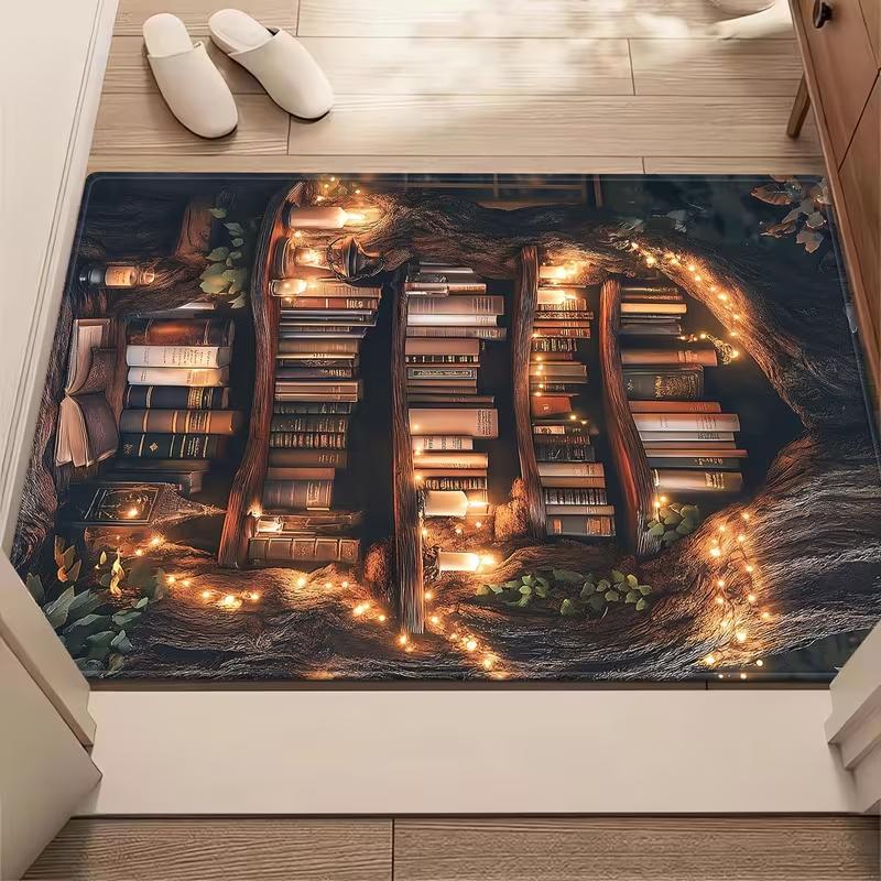 Винтажный сломанный книжный шкаф Ковер Коврик для двери Ковер WELCOME Нескользящий коврик для помещений Машинная стирка Коврик для гостиной прихожей