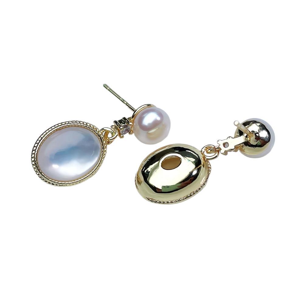 Four-leaf clover earrings for women9Silver Needle Earrings High-End Cat's Eye Stone Pearl Earrings Jewelry