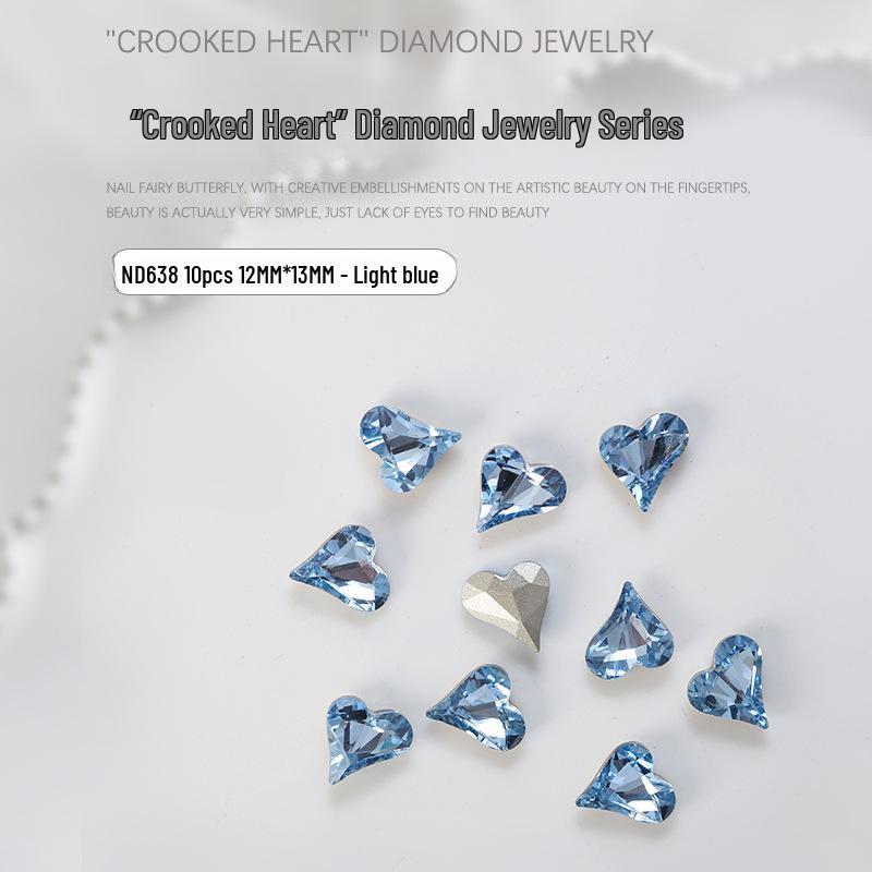 «10 аксессуаров для нейл-арта в форме сердца с заостренным дном, прозрачными и цветными бриллиантами»