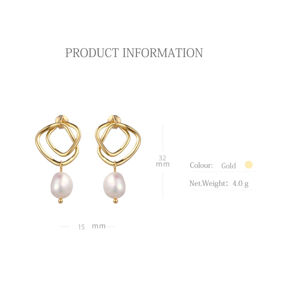 Yhpup Fashion Charm Geometric Drop Natural Pearl Earrings Korean Fashion Minimalist Exquisite Earrings Jewelry for Women Gift