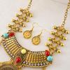 Bohemian Retro Alloy Rhinestone Turquoise Tassel Earrings & Necklace Set