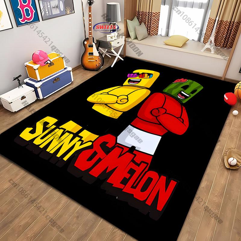 Funny S-Sunny and Mel0n Pattern Carpet Rug for Living Room Bedroom,Office Areas,large Decora Mat, Durable Machine Washable Mat