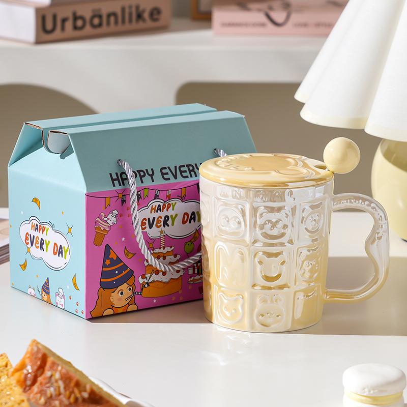 Ветряная керамическая чашка с крышкой Высокая ценность Дом Офис Пара Чашка для воды Подарочная коробка Подарок Высокий смысл