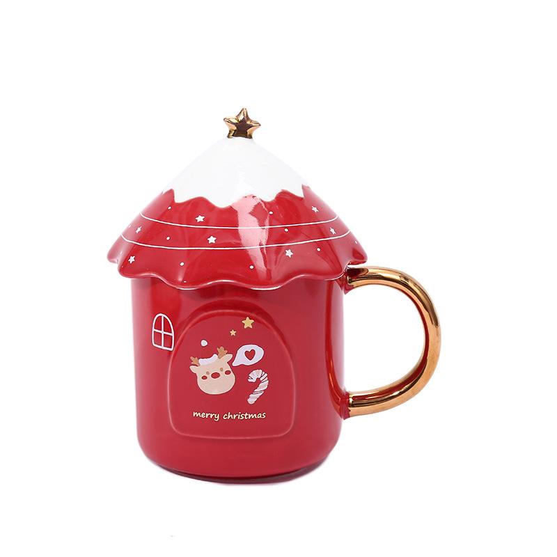Рождественская елка кружка для кофе студенческая корейская милая керамическая рождественская большая емкость креативные стаканы для воды с крышками оптовая продажа посуда для питья