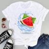 Women T Shirt Graphic Watercolor Watermelon Fruit Cartoon Short Sleeve Print Tops Lady Tees Clothing Female T Shirt Women Tshirt