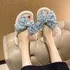 2024 Летние женские шлепанцы EVA с бантами, мягкие нескользящие женские тапочки Cloud, пляжная женская обувь, повседневные тапочки на плоской подошве, шлепанцы