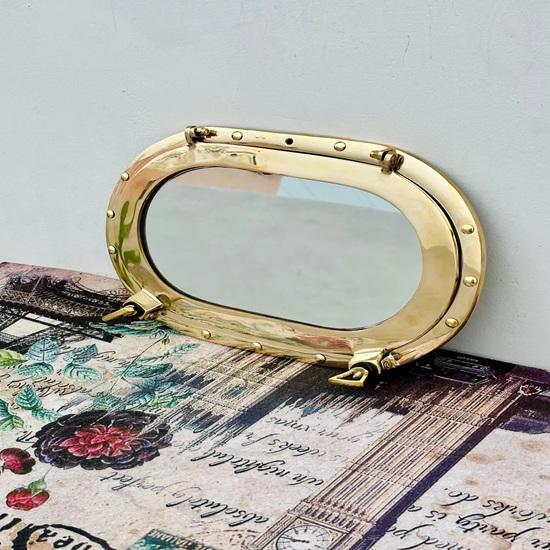 Латунный овальный иллюминатор Латунное корабельное зеркало, Морское окно Настенное зеркало, Морское зеркало для ванной комнаты Домашний декор, Подарок