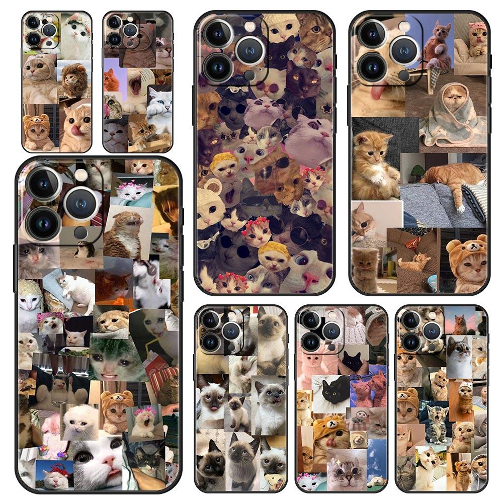 Cute Cat Photo Collage Print Phone Case for iPhone 17 16 15 14 13 12 11 16E Series Pro Max Plus Double Layer Protection
