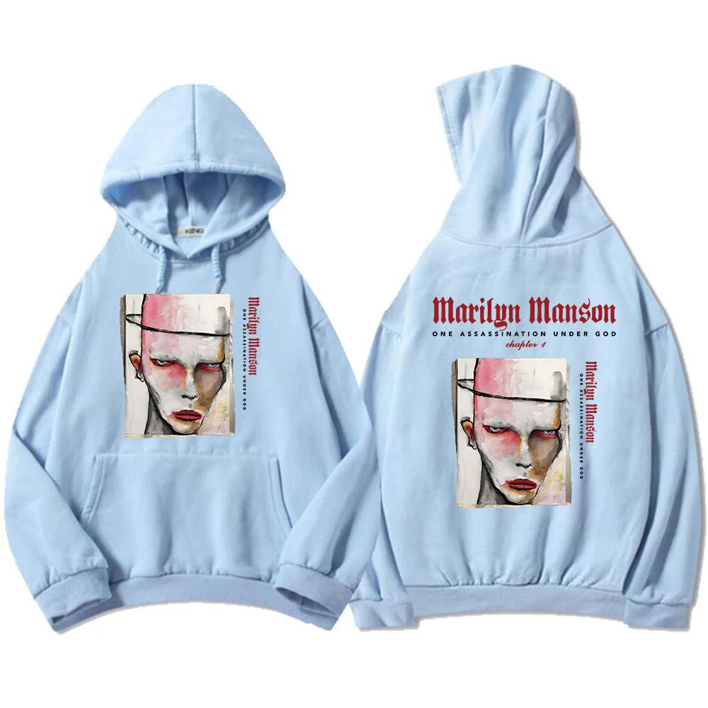 One Assassination Under God Charter 1 Толстовки с капюшоном Marilyn Manson Graphic Printing Толстовки Мужская одежда Зимняя флисовая кофта с капюшоном