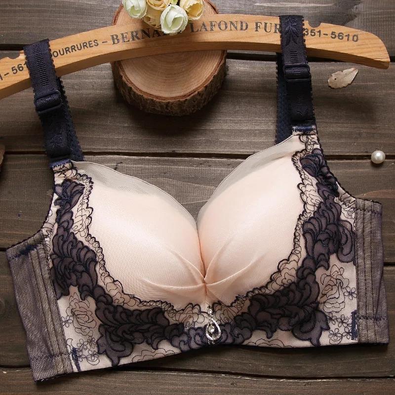 Весенне-летний бюстгальтер без стального кольца, бюстгальтер в сборе, утолщенное сексуальное кружевное нижнее белье, бюстгальтер, нижнее белье, женская боковая грудь