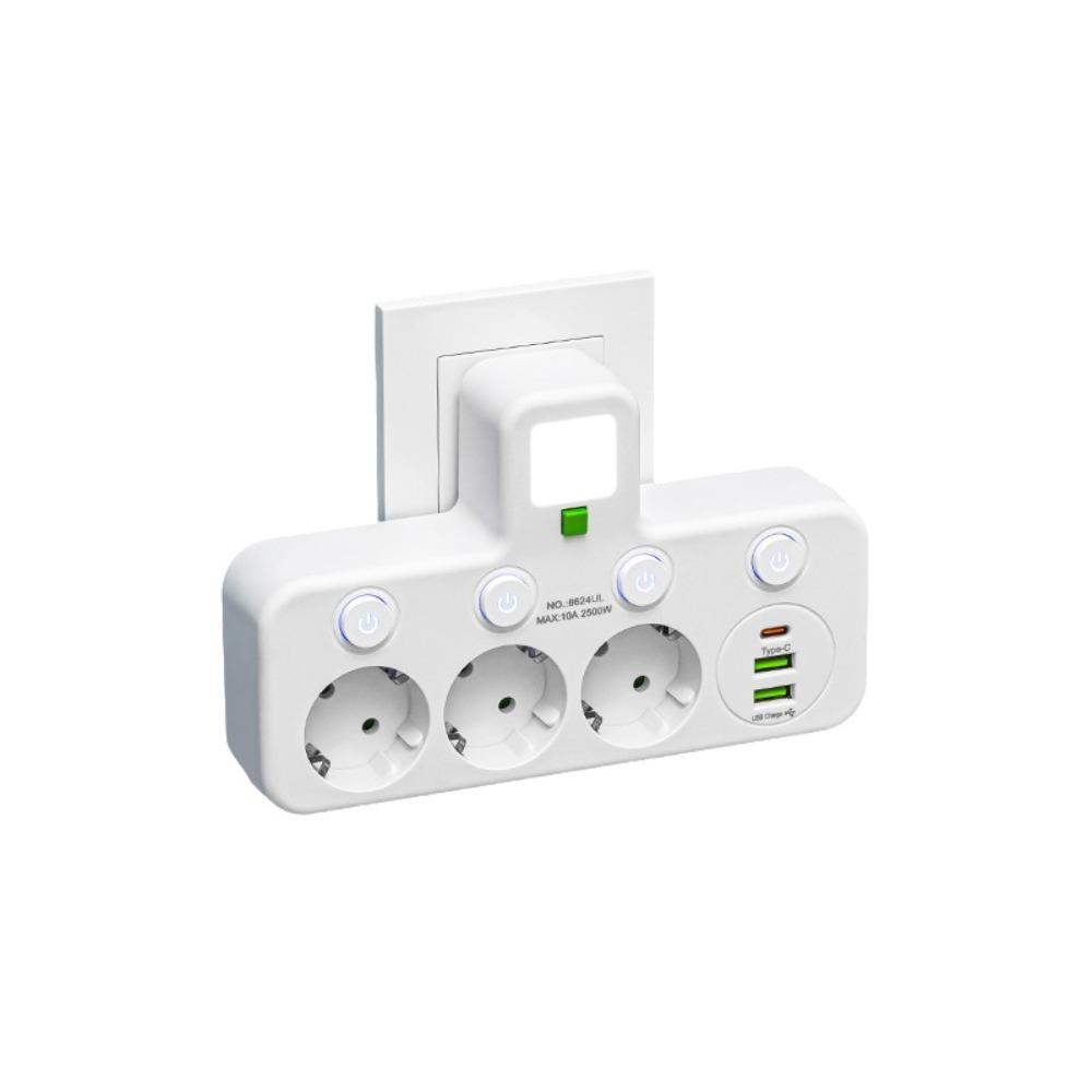 Independent Switch Power Strip 2/3/4/5 AC Outlets Wall Charger European Standard Outlet  Home