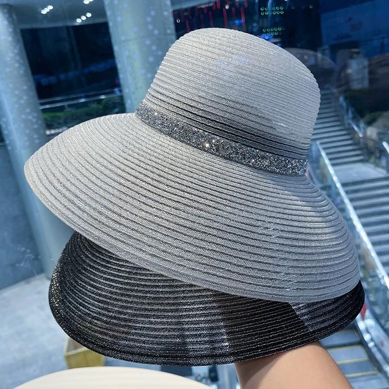 Womens Wide Brim Netted Sun Hat Vintage Hepburn Style UV Protection Beach