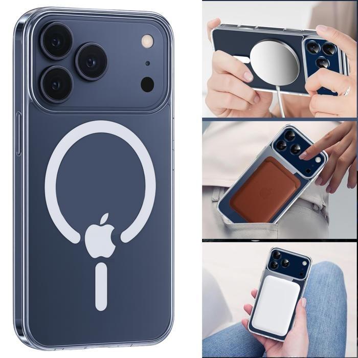 Case for iPhone 17 PRO - PHONILLICO - Transparent Silicone - Flexible - Magnetic - Magsafe Compatible