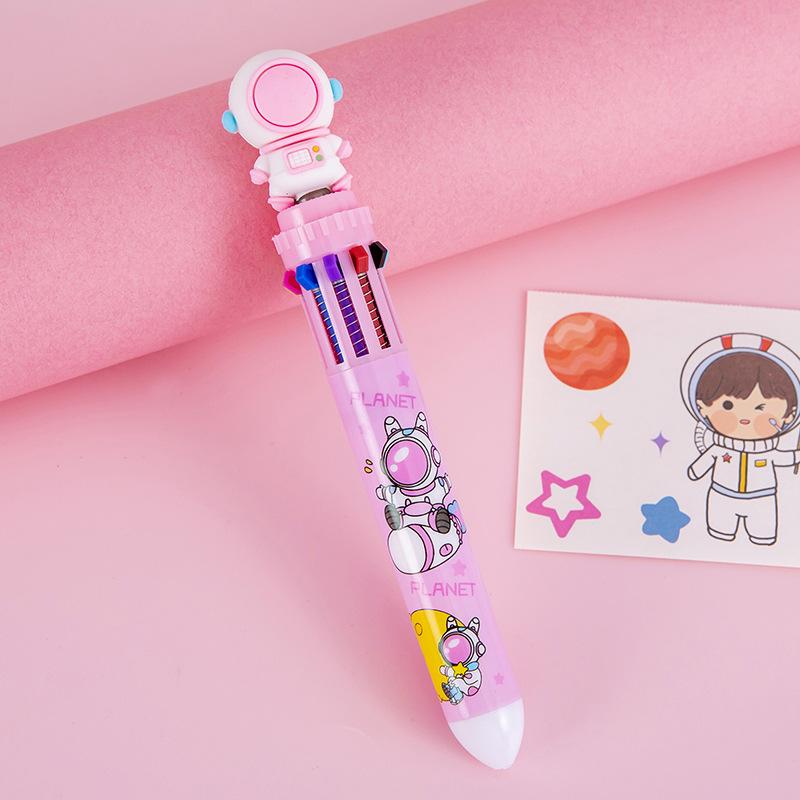5Pcs Cute Astronaut Ten-color Pen Colored Ballpoint Pen, Student June 1st End Christmas Prize Gift