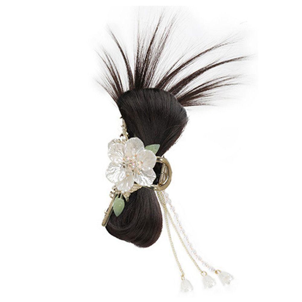 Новый парик в китайском стиле с куриным гнездом и шарообразной головкой, заколка для волос Hanfu, женский парик с цветочной кисточкой