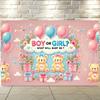 2D Gender Reveal Teddy Bear Tapestry, Pink Blue Balloon Baby Shower Decor