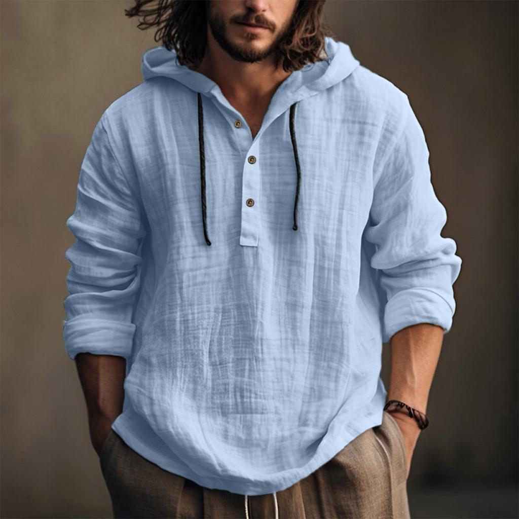 Осенне-зимний мужской однотонный хлопковый свитер с длинным рукавом из конопли, повседневный свитер с капюшоном