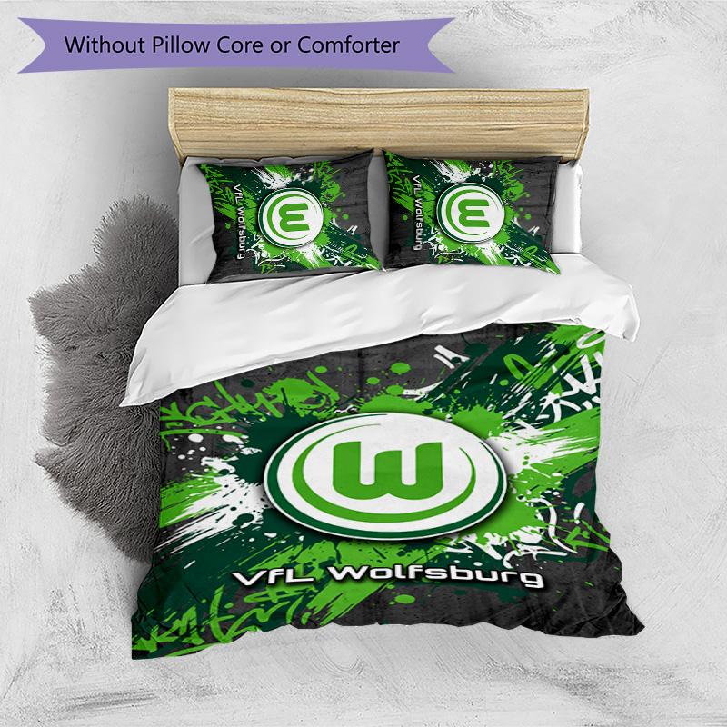 VfL Wolfsburg FC Printed 3PCS Bedding Set Breathable Duvet Cover with Pillowcases Decorative Bed Linen for Bedroom Home