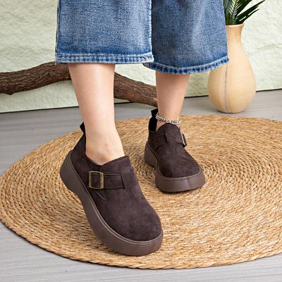 Женские туфли на толстой подошве с флисовой подкладкой, ботинки Бин Биркфут, зимние слипоны, ретро лоферы, модная и уютная обувь для